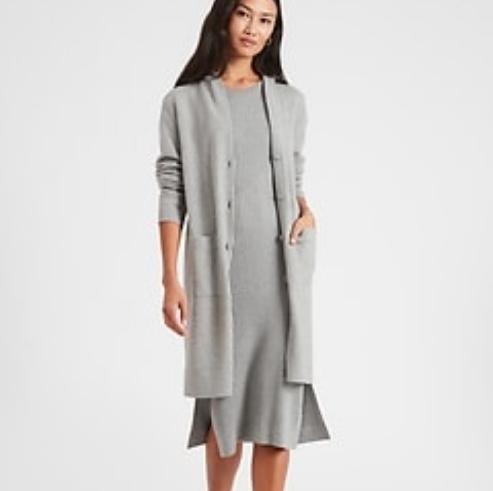 Banana Republic Light Gray Long Cardigan